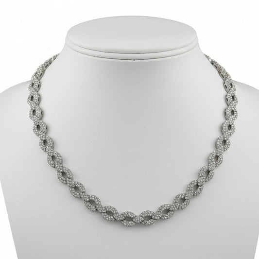 USA Designer ADJ 12.00cttw Diamond 18K White Gold Necklace