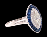 Art Deco Reproduction Aristocrat Marquise .62 cttw Diamond .93 cttw Sapphire Ring 10973