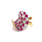 Estate Italian Designer Ruby Diamond Ring 12019