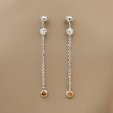 Maya Lianna 1.12 cttw Diamond and Natural Fancy Orange Diamond Dangle Earrings 14889