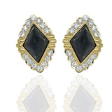 Diamond and Onyx Faceted 18K yellow Gold Earrings