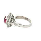 Mid Century Modern Ruby and Diamond Platinum Ring