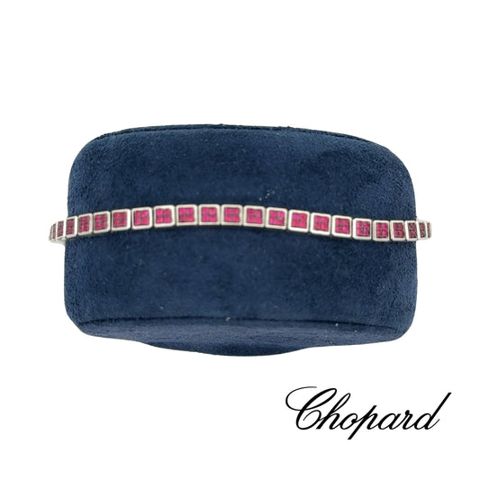 New Chopard "Ice Cube Collection" Fine 1.65 cttw Ruby 18K White Gold Bracelet MSRP $23790 14509