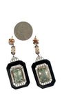 Estate 12.00 cttw Green Amethyst Onyx Diamond Dangle 18k Yellow Gold Earrings 15010