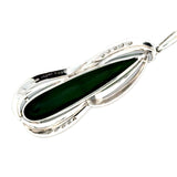 Estate Elongated 10.54 ct Pear Shape Green Tourmaline Diamond Platinum (2" Long) Pendant  15357