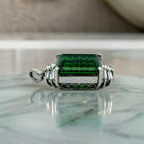 Estate 10.07 ct Vivid Green Tourmaline  & Diamond Platinum Pendant 15072