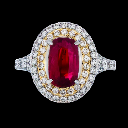 Estate 3.01 ct Gem Ruby and Diamond Platinum Ring (No Heat) Cert. 12748