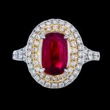 Estate 3.01 ct Gem Ruby and Diamond Platinum Ring (No Heat) Cert. 12748