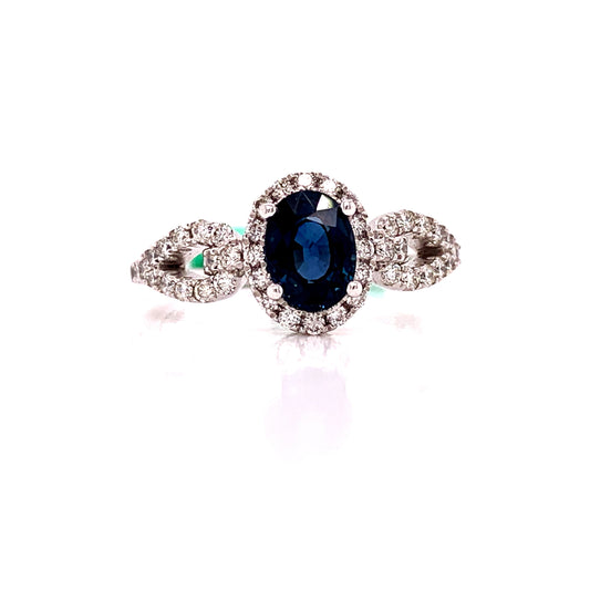 HMA Creations 1.13 ct Sapphire and Diamond Halo Ring 00260