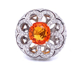 Estate Italian Designer Zydo 5.10 ct Orange Sapphire and Diamond Ring 00333