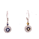 Sapphire and Diamond 14K White and Yellow Gold Dangle Earrings