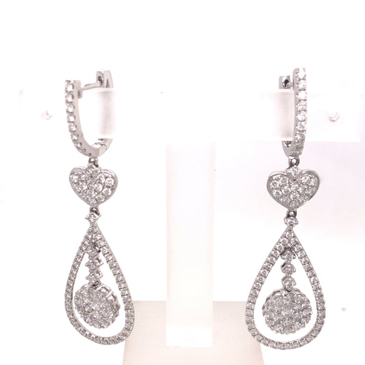 14K White Gold 2.29 cttw Diamond Earrings 02831