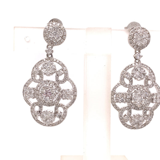 14K White Gold 2.68 cttw Diamond Earrings 02836