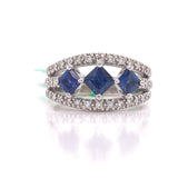 De Hago Sapphire and Diamond 18K White Gold Ring 03101