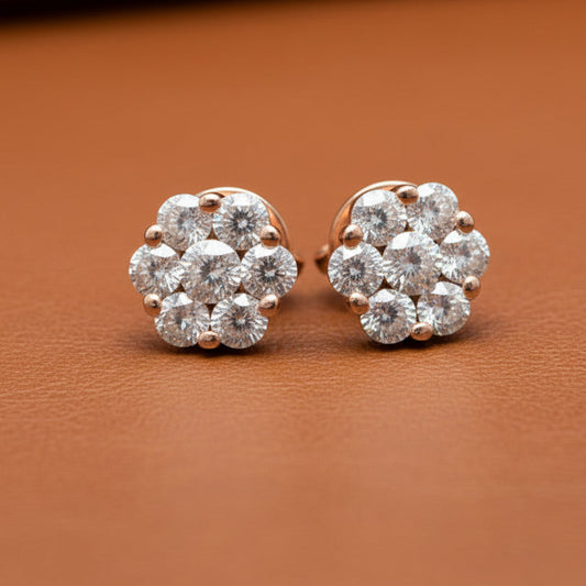 Maya Lianna .50 cttw Diamond and 14K Rose Gold Cluster Earrings