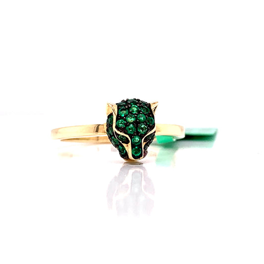 E.H. Collection .48 cttw Emerald and Tsavorite Panther Ring 05994