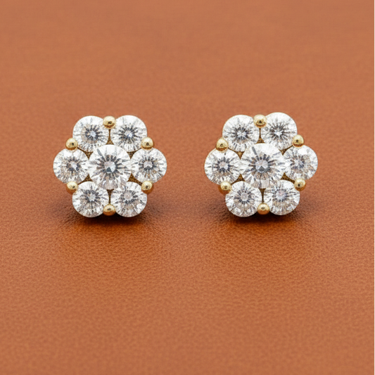 Maya Lianna Diamond and 14K Yellow Gold Cluster Earrings