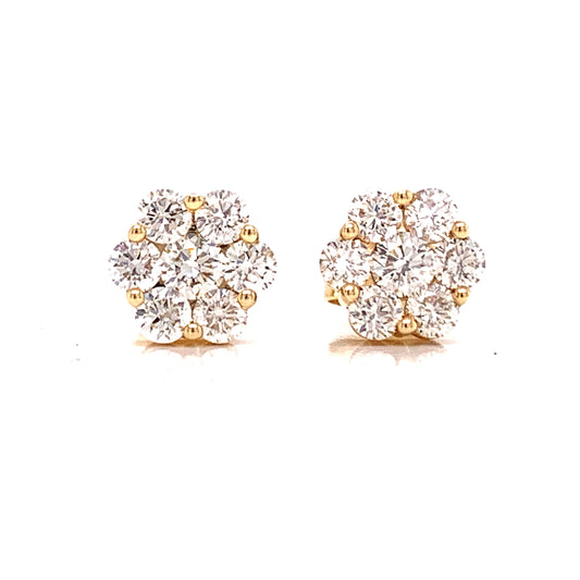 Maya Lianna Diamond and 14K Yellow Gold Cluster Earrings