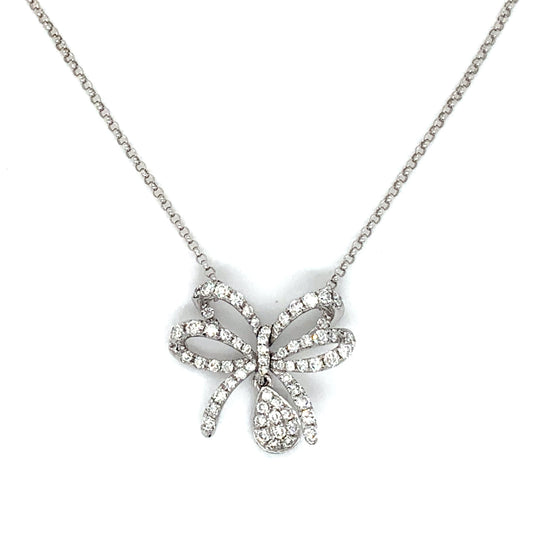 Clyde Duneier Diamond and 14K White Gold Bow Necklace