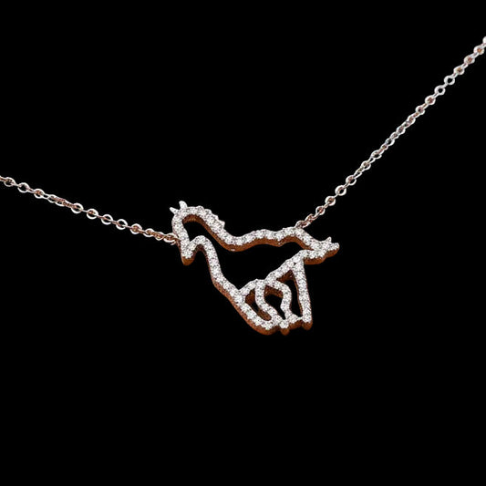 Clyde Duneier Diamond and 14K White Horse Silhouette Necklace