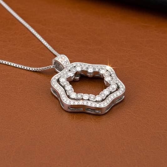 Damiani Diamond and 18K White Gold Pendant With Chain