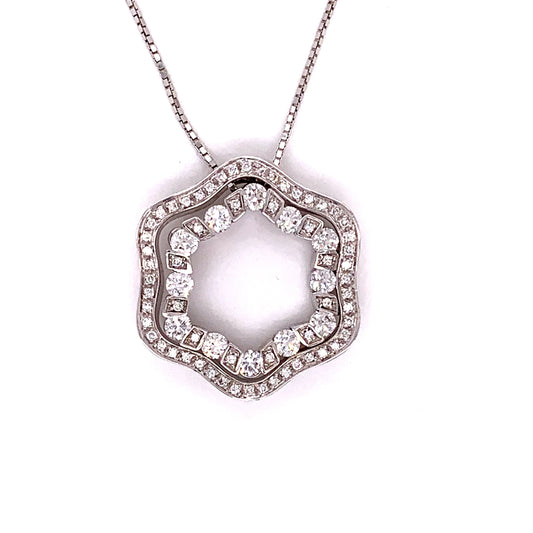 Damiani Diamond and 18K White Gold Pendant With Chain