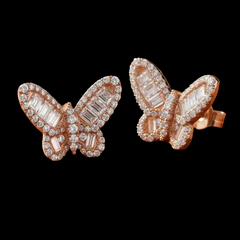 Fashionista 2.99 ctw Diamond and 18K Rose Gold Butterfly Earrings