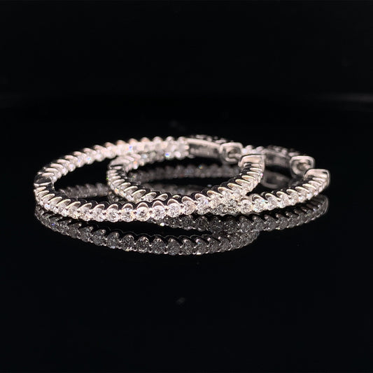 J.E. Caldwell Diamond and 14K White Gold Hoop Earrings