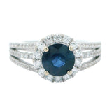 Designer EMJ 1.25 ct Sapphire Diamond Halo Ring 14762