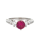 Designer EMJ Ruby and Diamond 18K White Gold Ring 14844