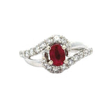 14K White Gold Genuine Ruby and Diamond Ring 14847