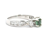 14K White Gold Green Tourmaline and Diamond Ring 14848