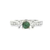 14K White Gold Green Tourmaline and Diamond Ring 14848