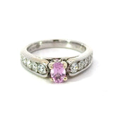 14K White Gold Pink Tourmaline and Diamond Ring 14849