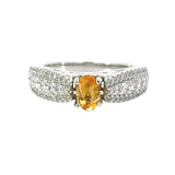 Citrine and Diamond 14K White Gold Ring 14853