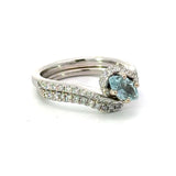 Leo Schachter Aquamarine and Diamond Bridal Set Ring 14863