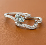 Leo Schachter Aquamarine and Diamond Bridal Set Ring 14863