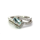 Leo Schachter Aquamarine and Diamond Bridal Set Ring 14863