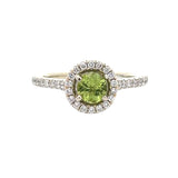 Designer Martin Flyer Peridot and Diamond Halo Ring 14872