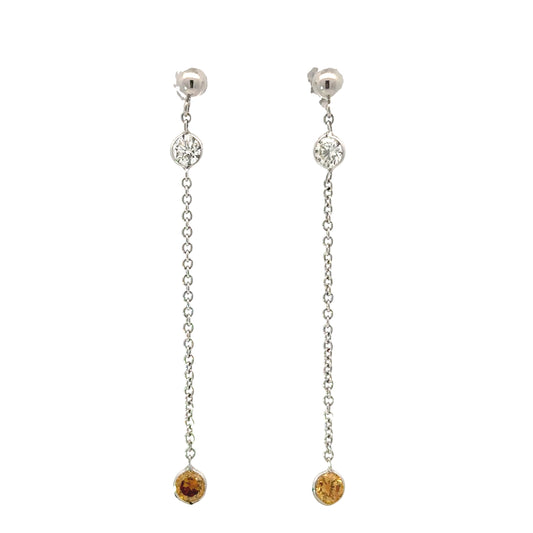 Maya Lianna 1.12 cttw Diamond and Natural Fancy Orange Diamond Dangle Earrings 14889