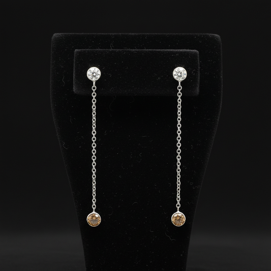 Maya Lianna 1.12 cttw Diamond and Natural Fancy Orange Diamond Dangle Earrings 14890