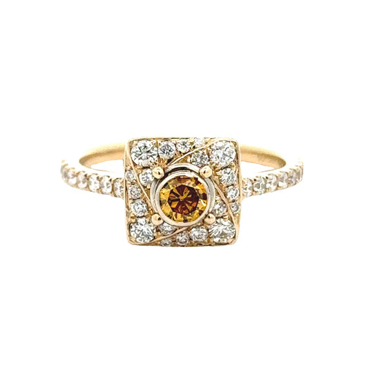 Leo Schachter Natural Fancy Orange Diamond Ring 14892