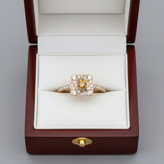 Leo Schachter Natural Fancy Orange Diamond Ring 14892