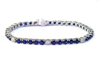 Effy Collection Sapphire 11.97 cttw & Diamond 14K White Gold Bracelet 15100