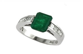 Effy Collection - Emerald 2.19 ct and Diamond .76cttw 14K White Gold 15116