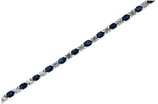 Effy Collection - Blue and White Sapphire 8.07 cttw 14K White Gold Tennis Bracelet 15136