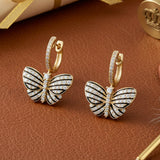 Effy Diamond, Black Enamel, and  14K Yellow Gold Butterfly Earrings