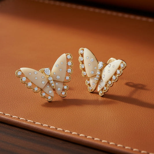 Effy Diamond and 14K Yellow Gold Butterfly Earrings