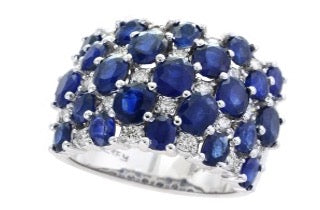 Effy Collection - Sapphire 7.17 cttw Diamond 14K White Gold Ring 15156