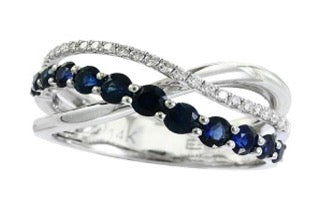 Effy Collection - Sapphire 1.09 cttw and Diamond 14K White Gold Ring 15159